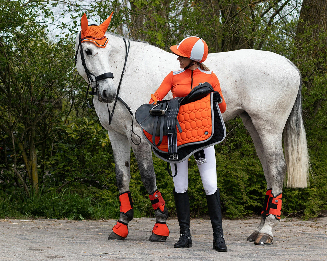 QHP Eventing Boots Front Leg Technical Orange - Image 3