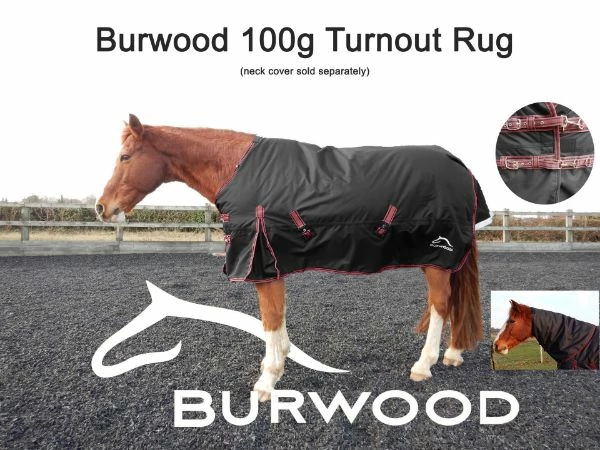 Burwood 100g Turnout Rug Black/Burgundy