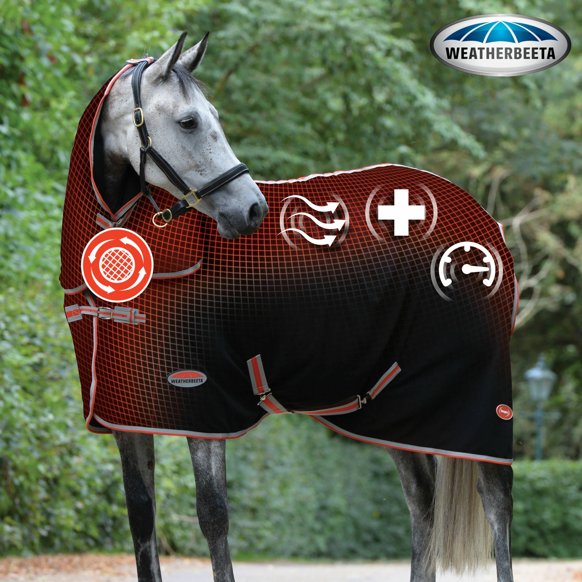 Weatherbeeta Therapy-Tec Fleece Combo Black/Silver/Red - Image 3