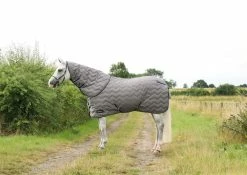 Hy DefenceX System 300g Stable Rug With Detachable Neck - Grey/Navy/Light Grey