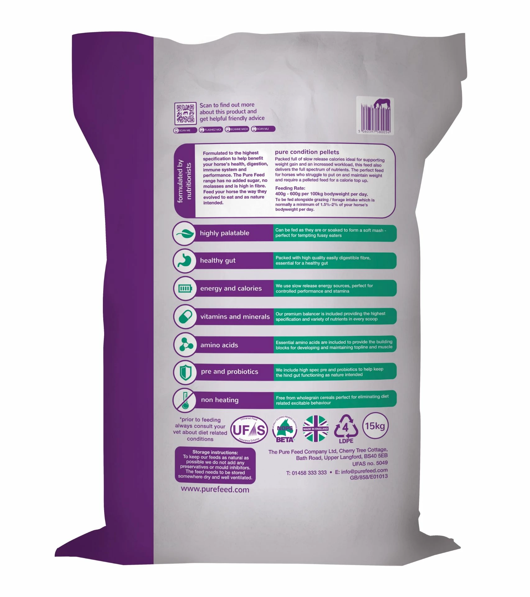 Pure Feed Company Condition Pellets 15kg - Image 2