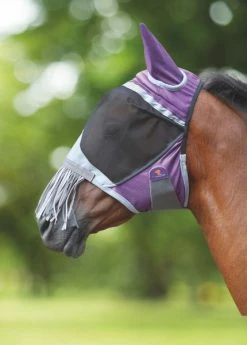 Shires Deluxe Fly Mask With Nose Fringe Purple