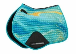 Weatherbeeta Prime Marble Jump Saddle Pad Blue / Orange Swirl Marble Print Pony
