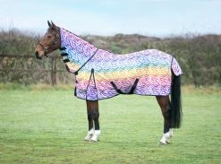 Hy StormX Oringinal Zebra Rainbow Print Fly Rug Rainbow/Black