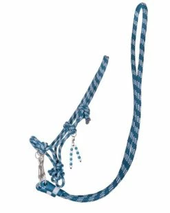 QHP Rope Halter With Reins Thunderbolt Deep Lagoon